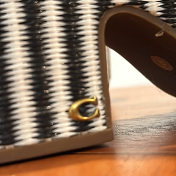 Coach raffia-adorned platform Nita Sandal mixed media like new! - Picture 8 of 12